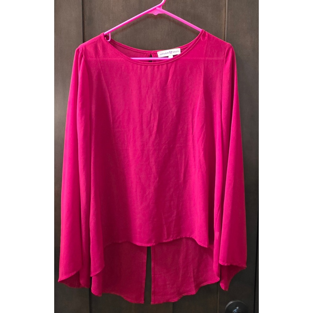 Altar'd State Womens Red Open Split Back High Low Blouse Size Med